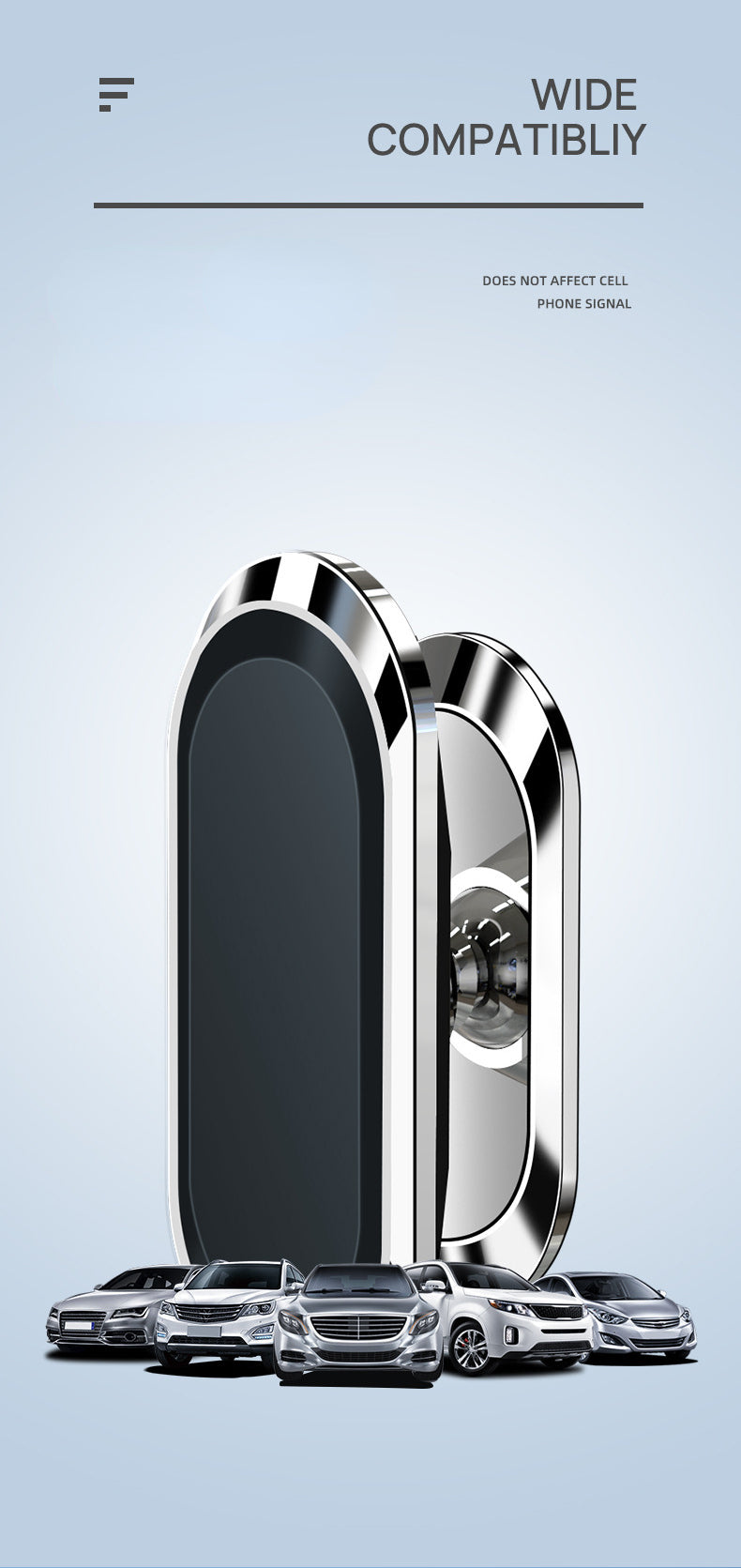 Strong Magnetism Car Phone Holder Rotate 360 Degrees Mount Stand GPS Mobile Cell Support for Suitable for All Mobile Phones