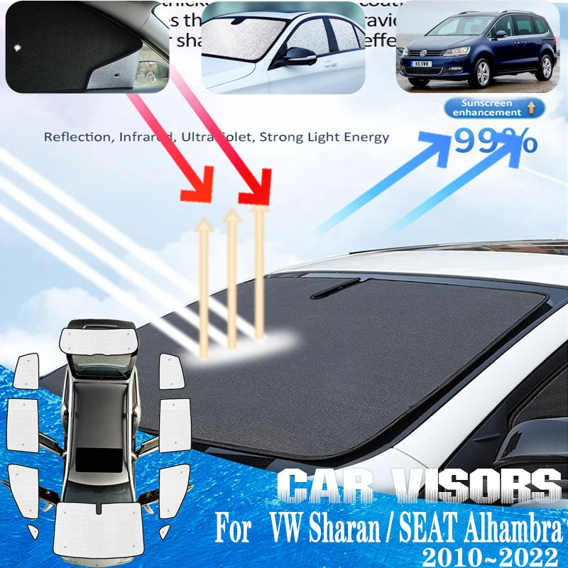 For Volkswagen VW Sharan 7N Accessories SEAT Alhambra 2010~2022 Car Sunscreen Window Sunshade Covers Sun Visors Car Accessories