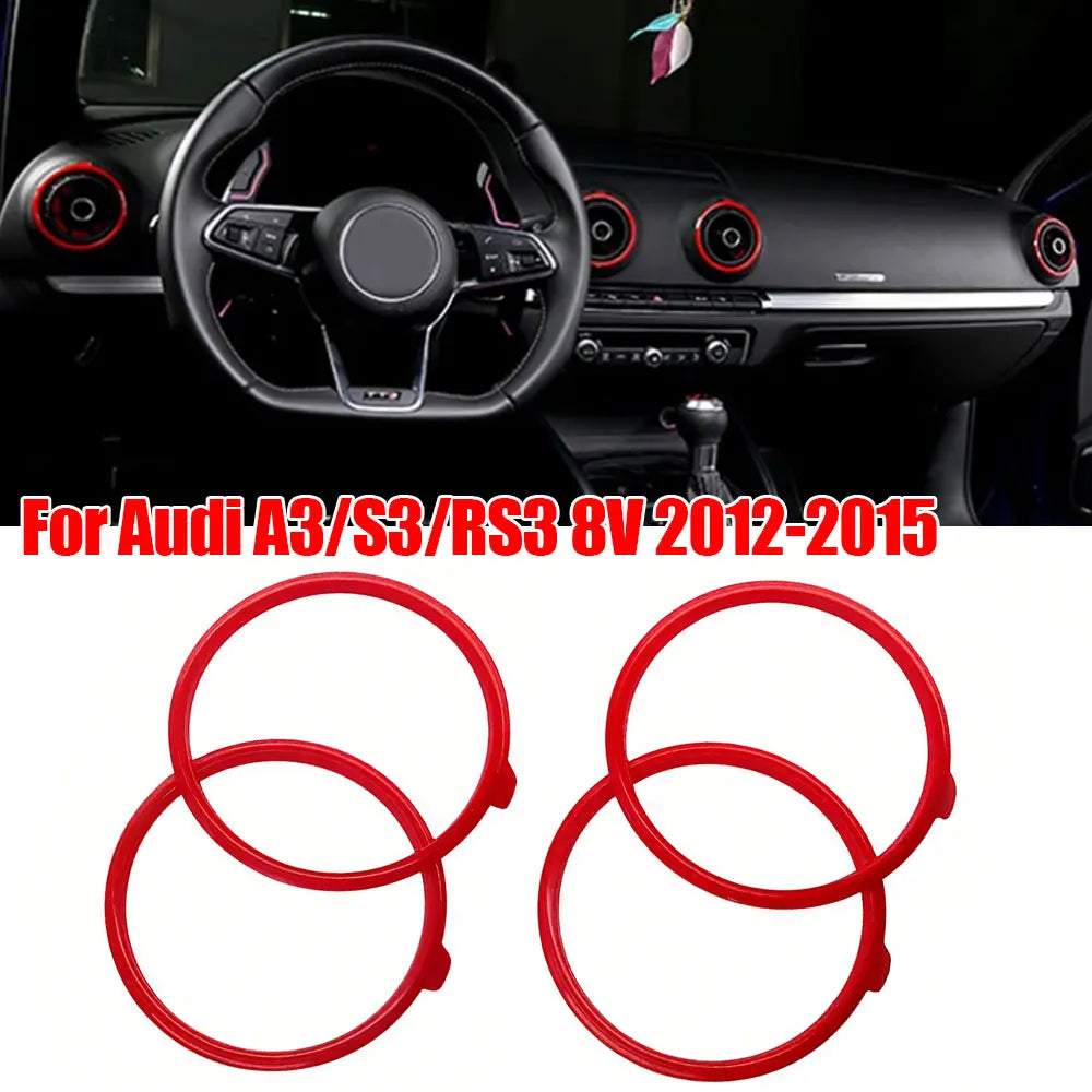 4x Auto Accessories Car A/C Air Outlet Decoration Trim Ring Air Condition Vent Inner Ring Cover for Audi A3/S3/RS3 8V 2012-2015