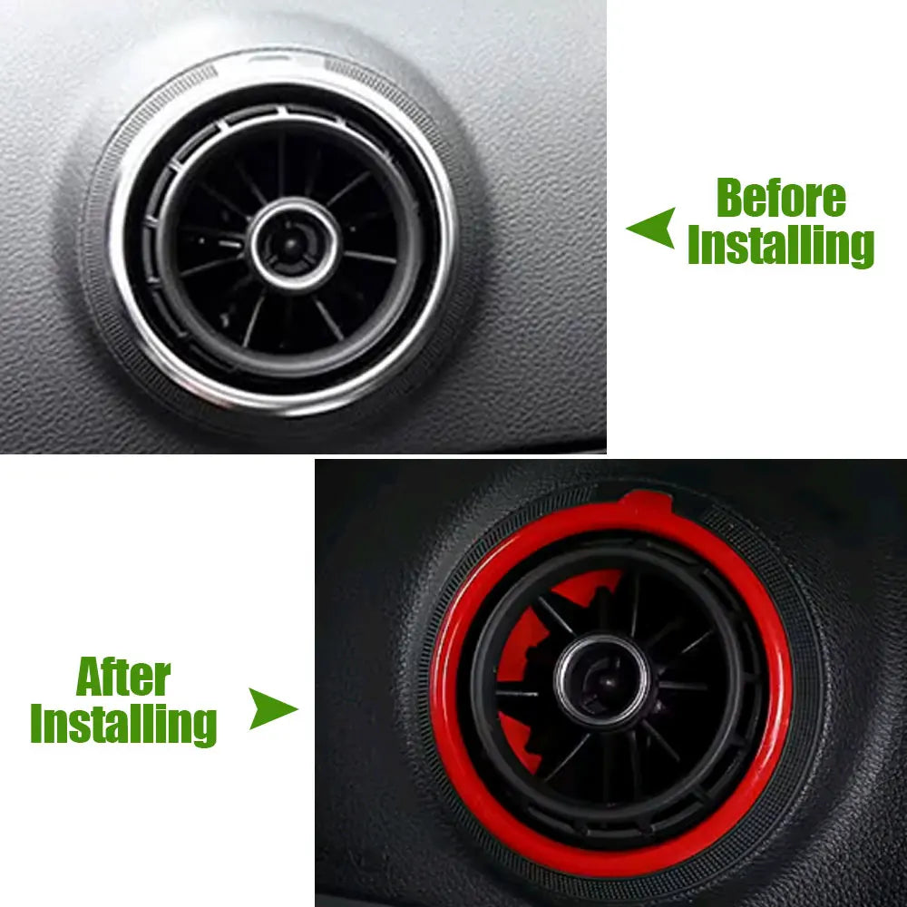 4x Auto Accessories Car A/C Air Outlet Decoration Trim Ring Air Condition Vent Inner Ring Cover for Audi A3/S3/RS3 8V 2012-2015