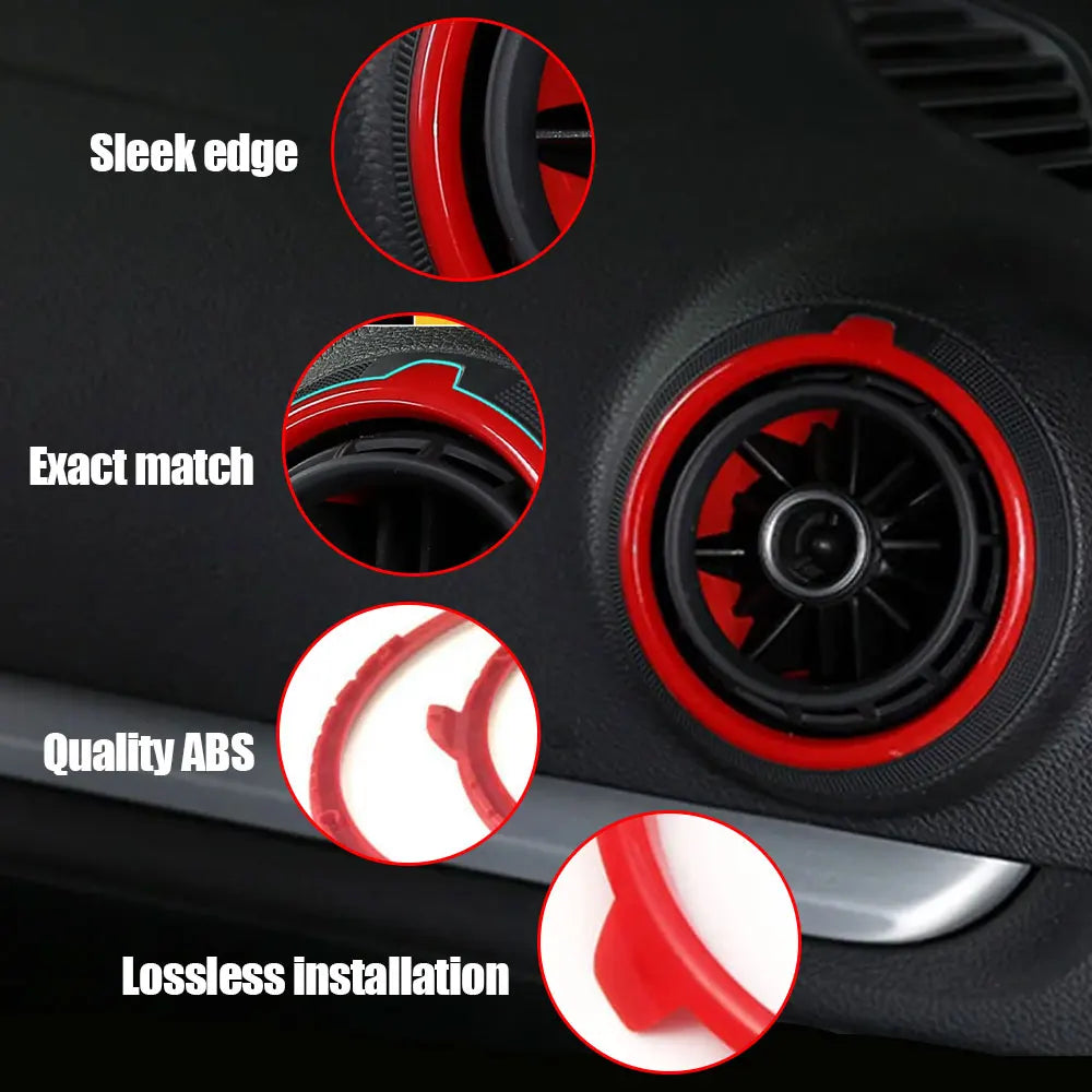 4x Auto Accessories Car A/C Air Outlet Decoration Trim Ring Air Condition Vent Inner Ring Cover for Audi A3/S3/RS3 8V 2012-2015