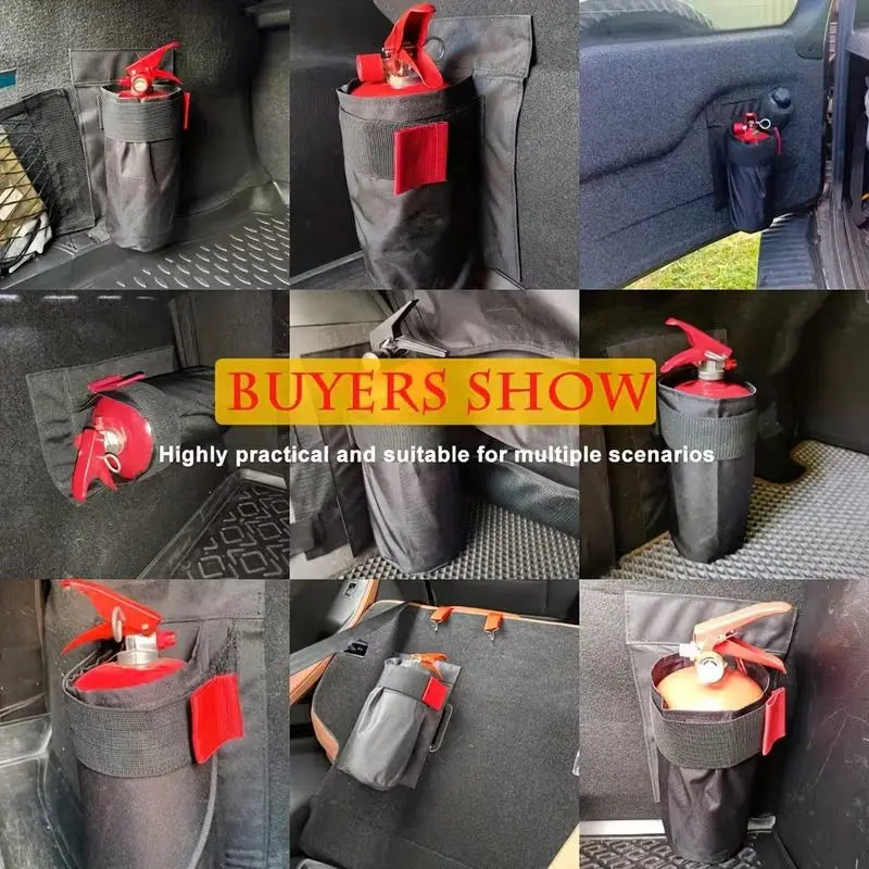 1pc Car Fire Extinguisher Organizer Trunk Storage Bag, Backseat Storage & Trunk Mount Bracket for Fire Extinguisher Storage