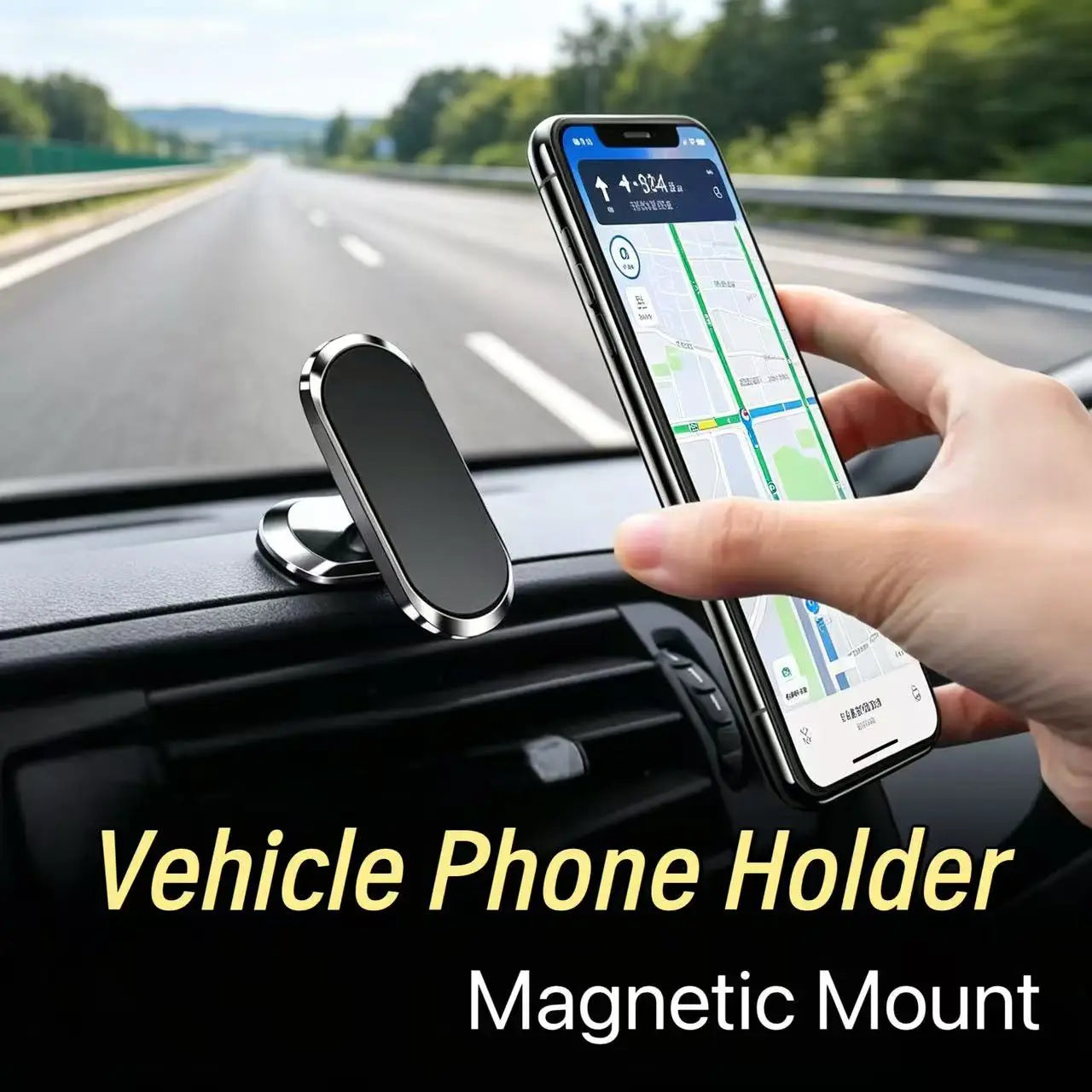 Universal Magnetic Car Phone Holder, Compact & Portable, Strong Magnetic Suction