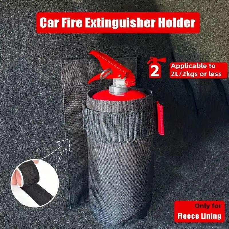 1pc Car Fire Extinguisher Organizer Trunk Storage Bag, Backseat Storage & Trunk Mount Bracket for Fire Extinguisher Storage