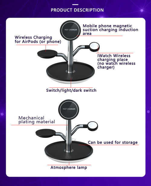 Universal Wireless Charging Stand for iPhone Apple Watch AirPods
